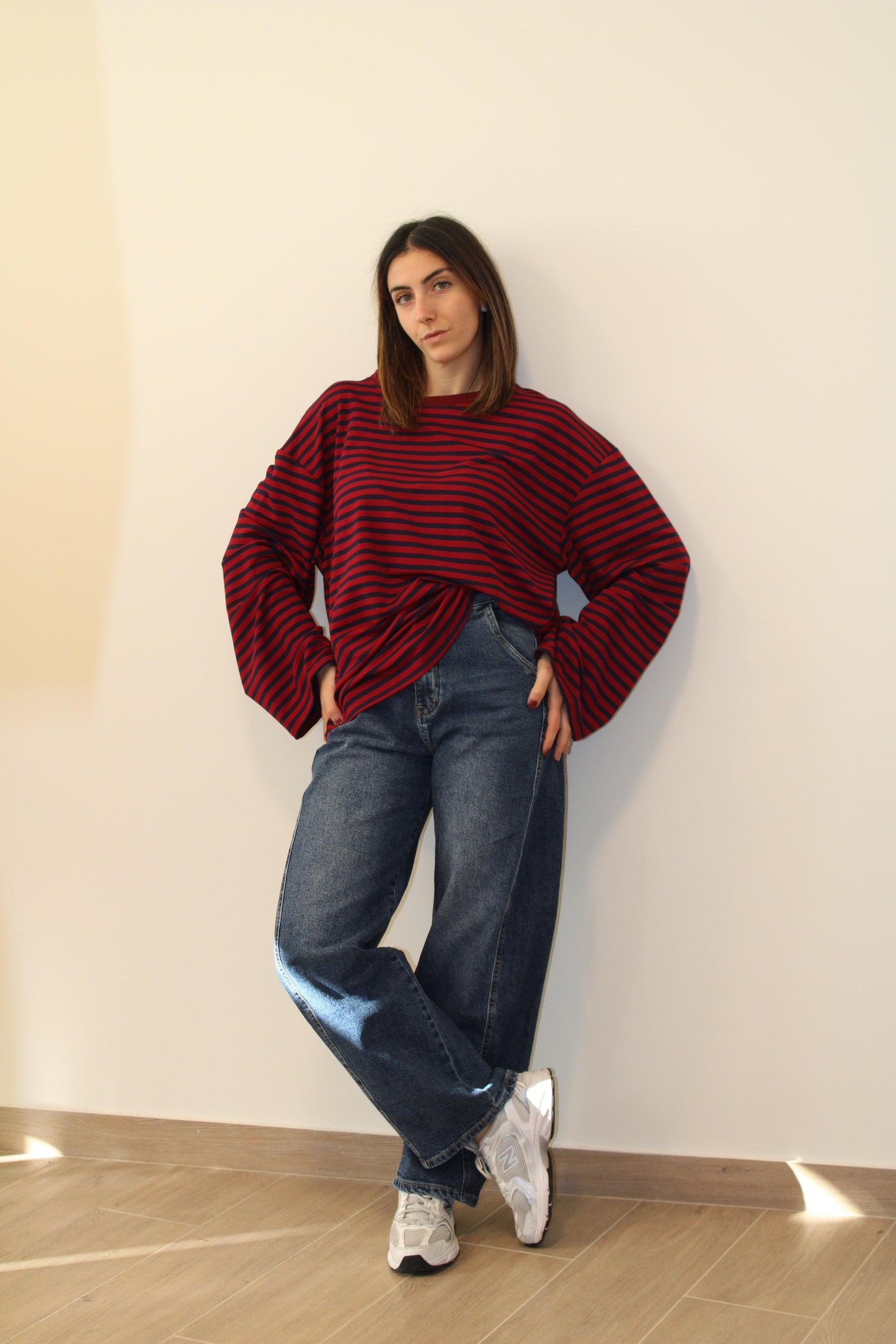 Maglia righe manica a tubo