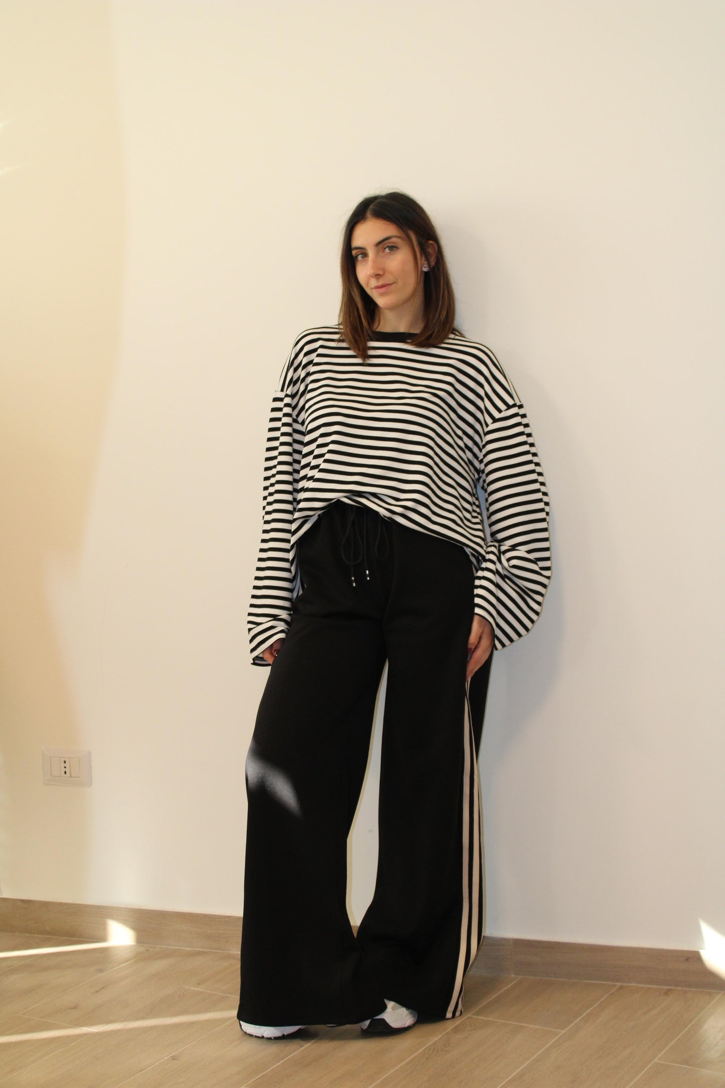 Maglia righe manica a tubo